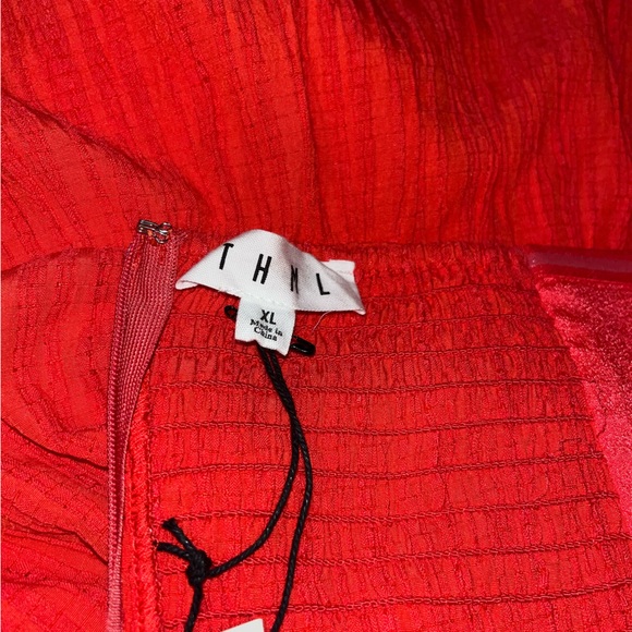 THML Josie Red Strapless Midi Dress with Bow Detail Size XL - Picture 11 of 16